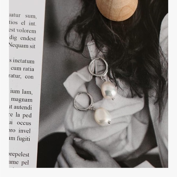 Silver Freshwater Pearl Hoop Earrings – Solid Silver - Picture 2 of 7